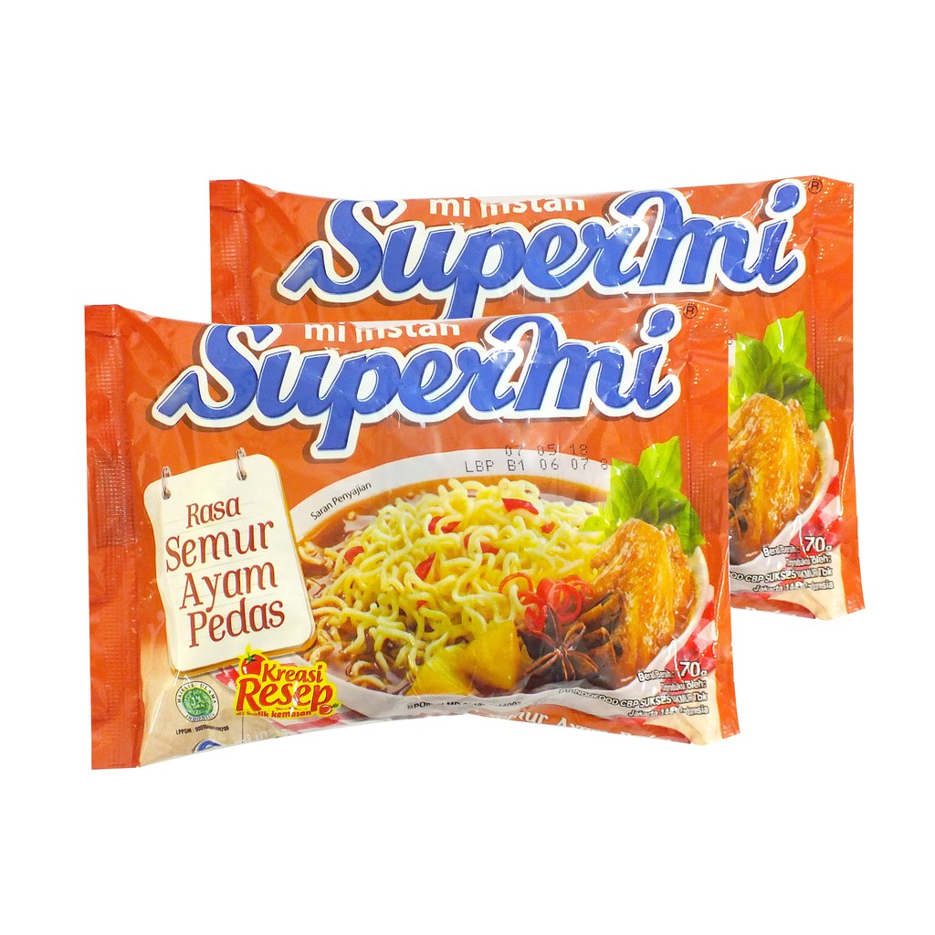 

5pcs - Mie Instant Supermie 70gr Semur Ayam Pedas