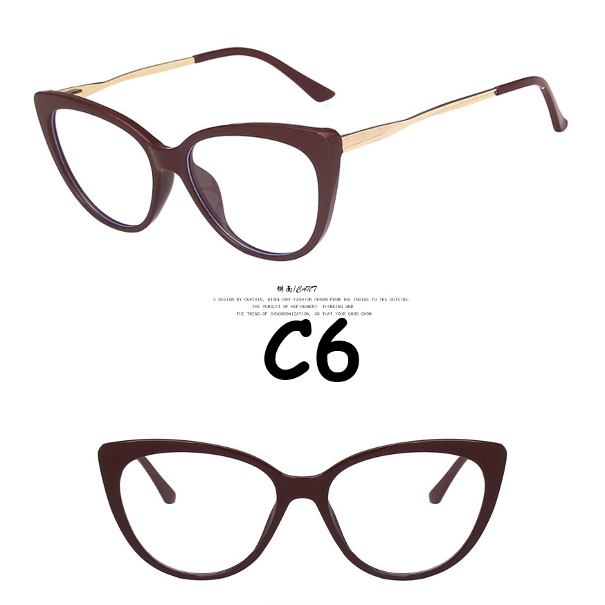 （YUZHU）COD Replaceable lenses Desain Merek Barat Retro Cat Eye Kacamata Bingkai Wanita