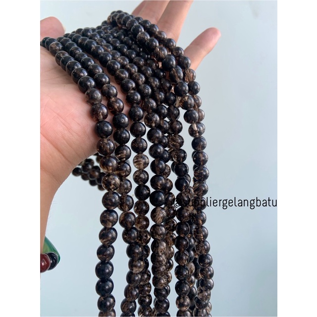 natural batu bulu monyet hitam 8mm kristal black media kesehatan akik