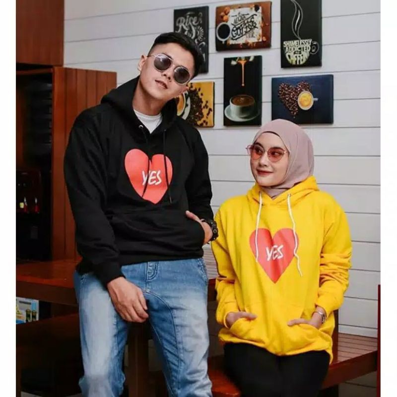 LOVE YES HOODIE || SWEATER HOODIE PRIA WANITA #LY