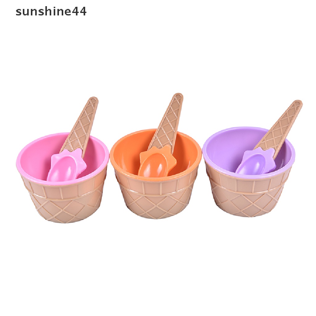 Sunshine Mangkuk Es Krim / Dessert Dengan Sendok, 6 Warna