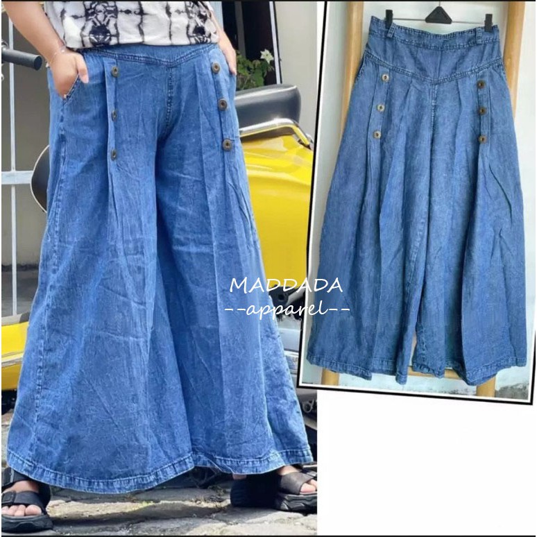 JUMBO CELANA KULOT JEANS PAYUNG DENIM - MODE SNOW WASH - HIGHWASH PREMIUM - COD