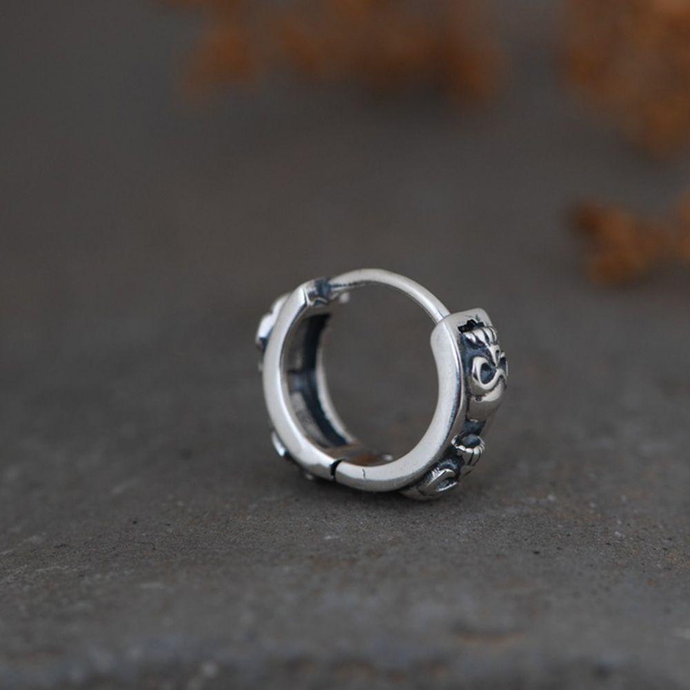NEEDWAY Pria Hoop Earrings Street Wear Retro Pesta Stainless Steel Fashion Desain Kuningan Temperamen Wanita Earrings