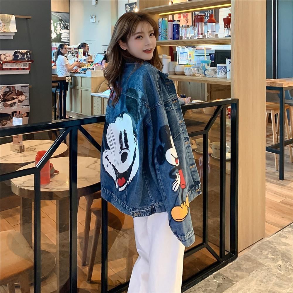 Mickey printed Denim Jacket Women's 2020 spring and autumn new BF style loose large jacket cartoon c