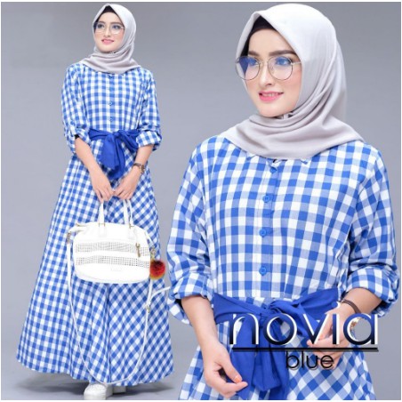 Nepla gamis kotak kotak kombinasi Gamis kotak kotak asoka baloteli remaja muslim