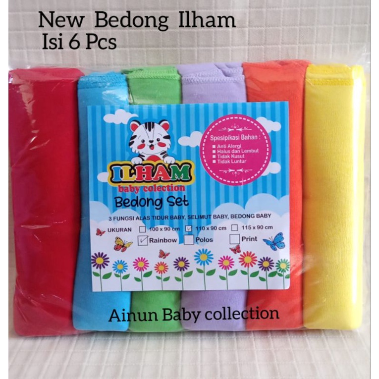 6PCS DAN 3PCS BEDONG BAYI RAINBOW UK 90X115CM DAN UK 110X90CM BAHAN ADEM LEMBUT HALUS