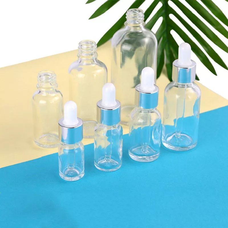 Botol Pipet Kaca Tebal Botol Bening Tutup Silver 5 10 15 20 30 50 100 ml