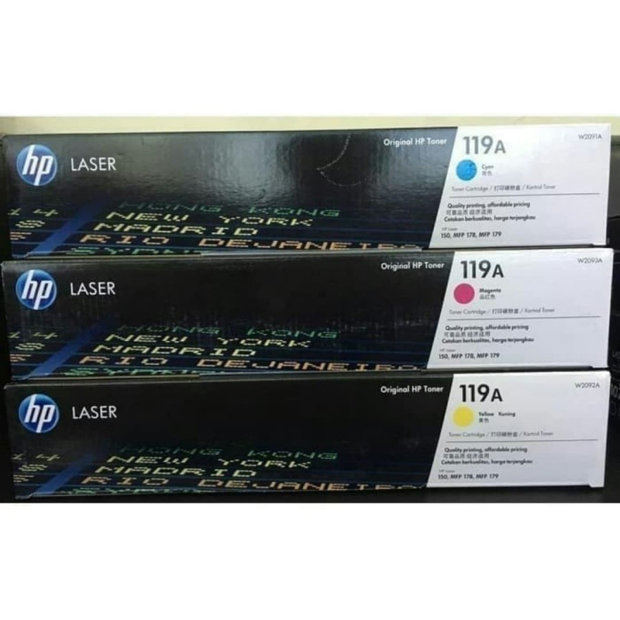 Toner HP 119 cyan magenta yellow warna