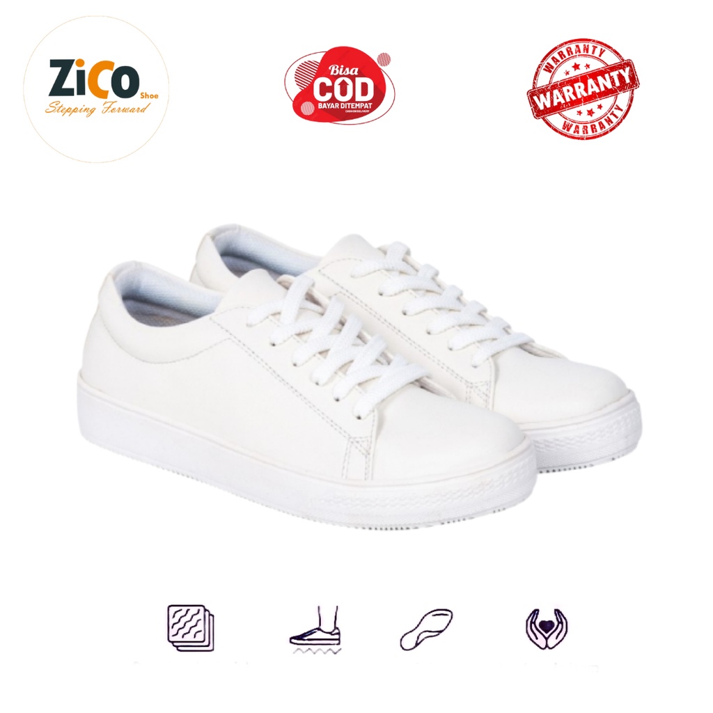 Zicoshoe Sepatu Sneakers Wanita Full All White Tali Casual Perempuan Olahraga Kanvas Cewe Printing-8