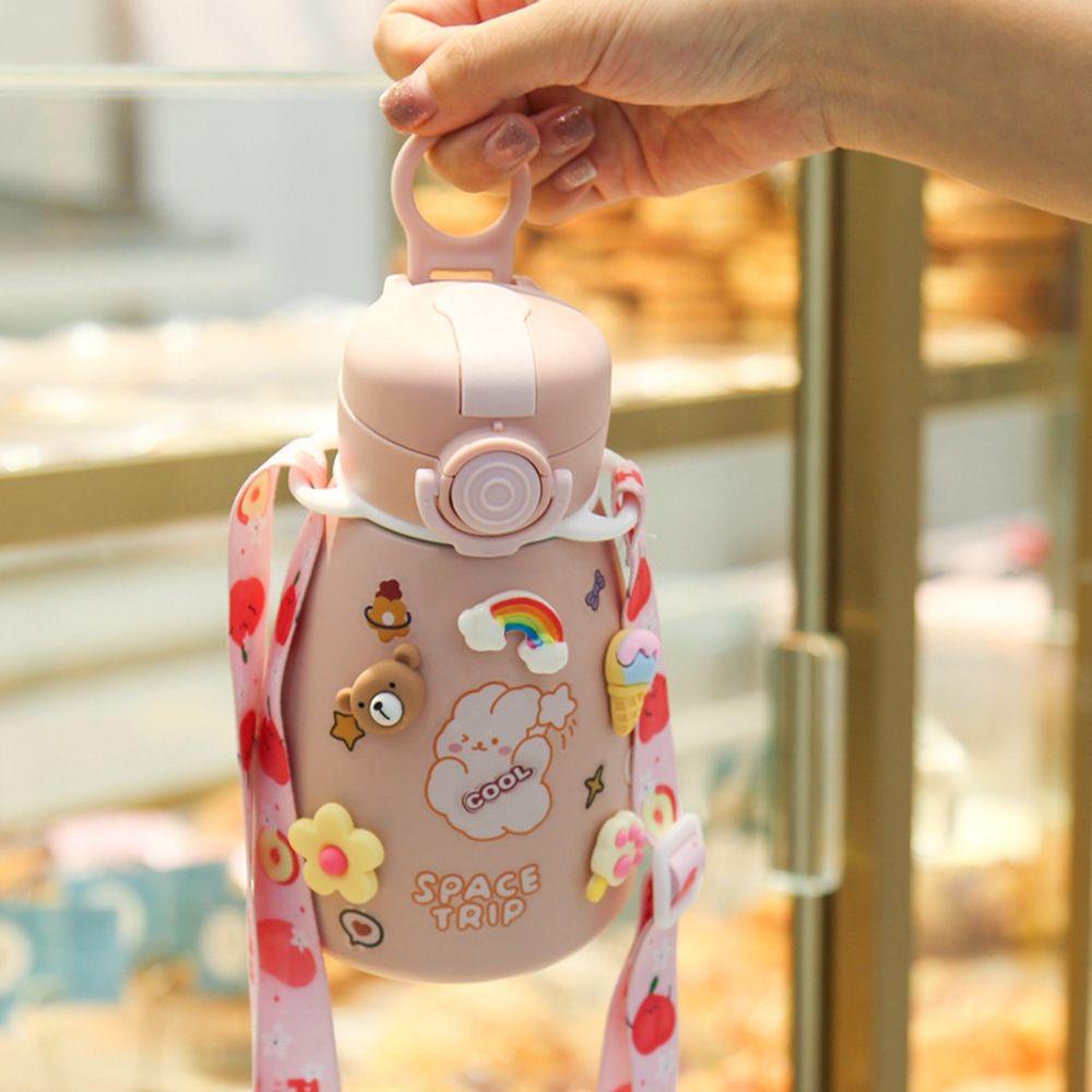 [Elegan] Termos Mug Kawaii Kopi Teh Portable Stainless Steel Insulated Cup Untuk Anak Perempuan Anak Thermos Flask