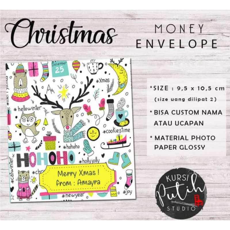 

amplop uang tema natal / Christmas money envelope tema cute deer