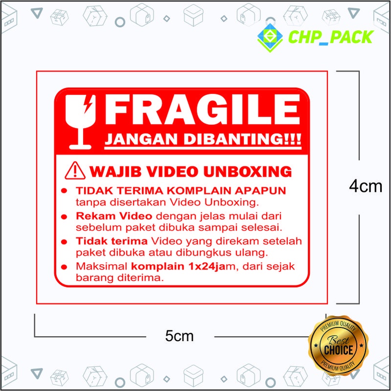 Jual Stiker Fragile Unboxing Rp.99 dapat 2PCS stiker Uk. 5x4cm Stiker ...