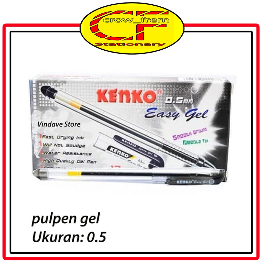 

Pulpen Easy Gel KENKO 1 Lusin Hitam