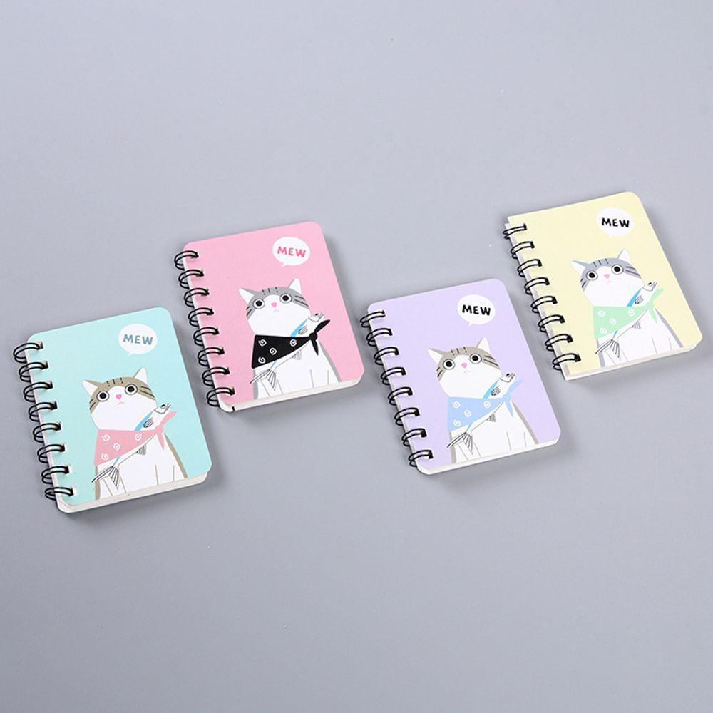 LANFY Kartun Kucing Notepad Kartun Planner Sobek A7 Notebook Alat Tulis Sekolah Buku Latihan Siswa Buku Diary Tangan Akun