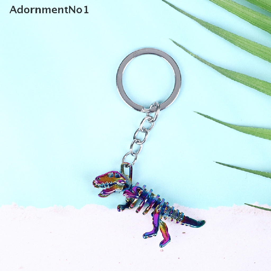 (AdornmentNo1) 1pc Gantungan Kunci Bentuk Tengkorak Dinosaurus Bahan Alloy Warna-Warni