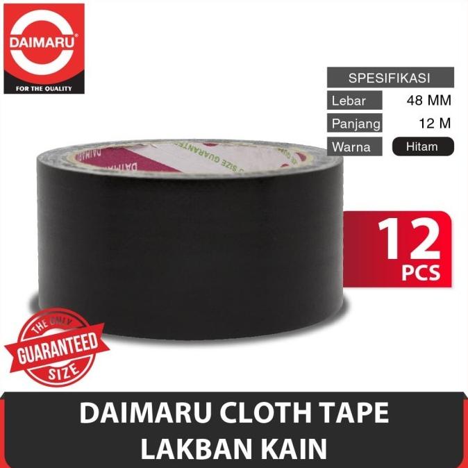 

[Paket 12pcs] Daimaru Cloth Tape Lakban Kain Hitam 48 mm x 12 meter