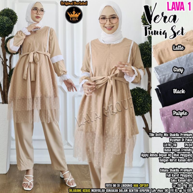 Vera setelan tunik shakila mix tile doty oneset setcel