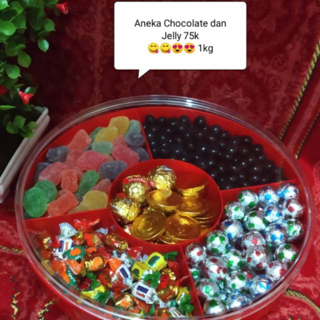 

Aneka coklat dan jely 1kg 5 sekat