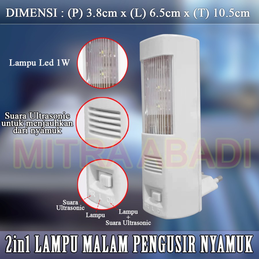 2 IN 1 Lampu Malam Pengusir Nyamuk AC 220V