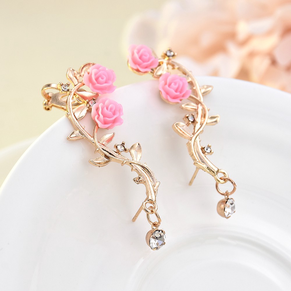 Anting Tusuk Model Ranting Bunga Pink Kreatif Untuk Wanita