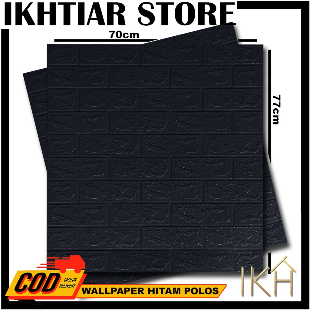 Wallpaper 3D Sticker  Dinding Motif Corak Batu Alam / Wallpaper 3D Foam Brick Emboss-BATA HITAM