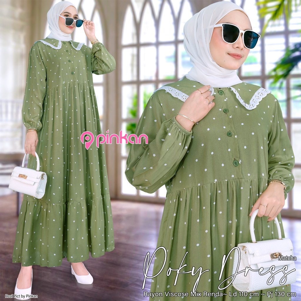 SADEAN KLAMBI Gamis Muslim Modern Bahan Rayon Viscose Motif Polka Terbaru 2022 Lebaran