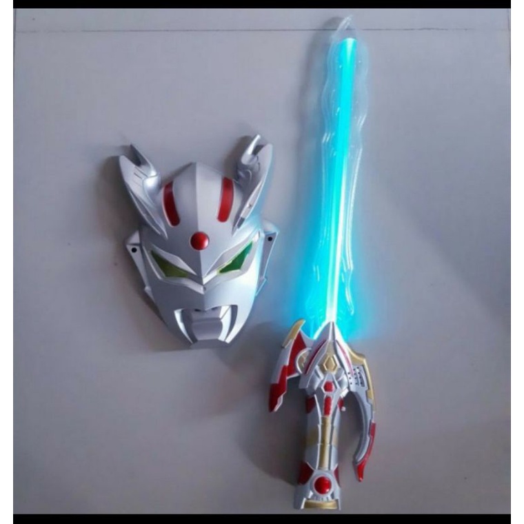 mainan pedang ultraman led set topeng zero