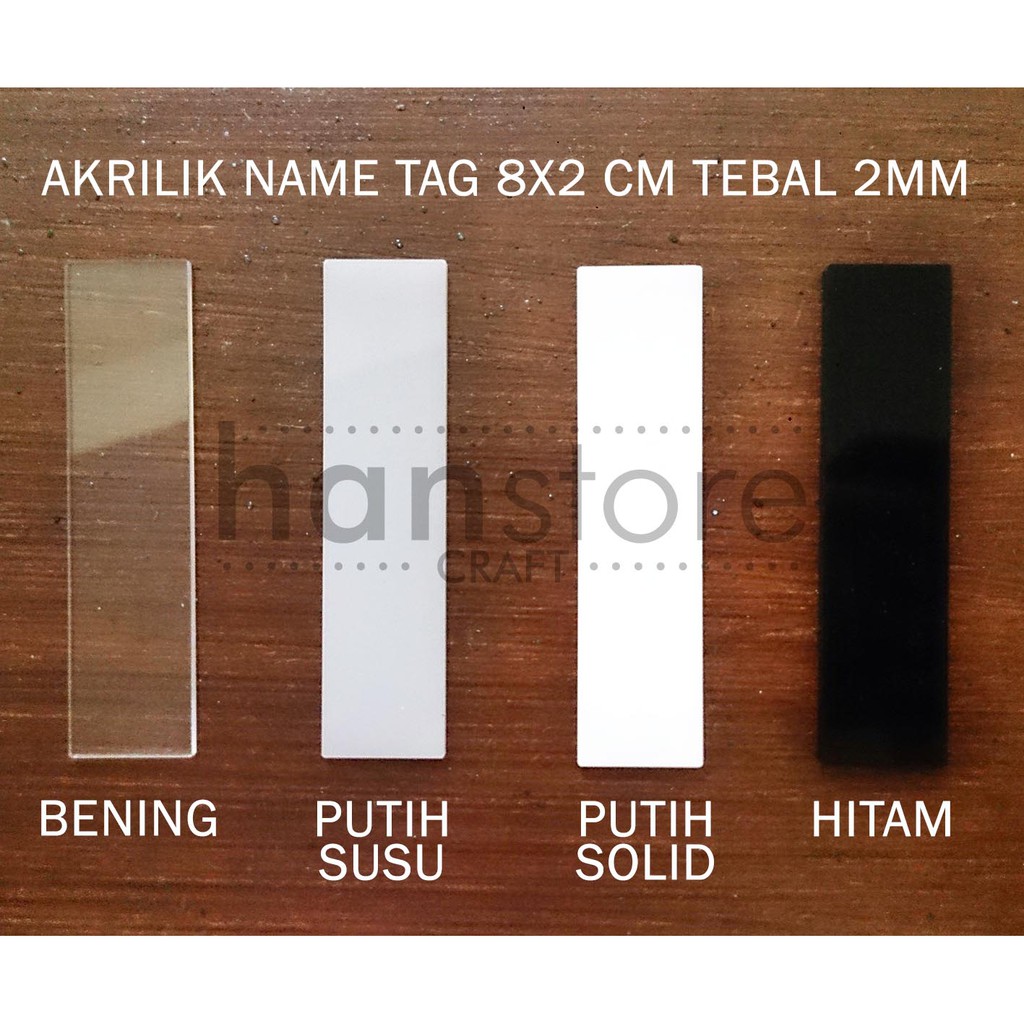 

RS 8 x 2 cm NAMA DADA / NAME TAG Bahan Akrilik Polos