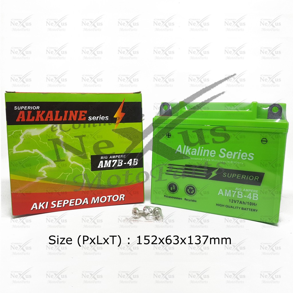 Aki Motor ALKALINE AM7B-4B GM7B YB7B / 12V 7A Tiger Scorpio Nouvo