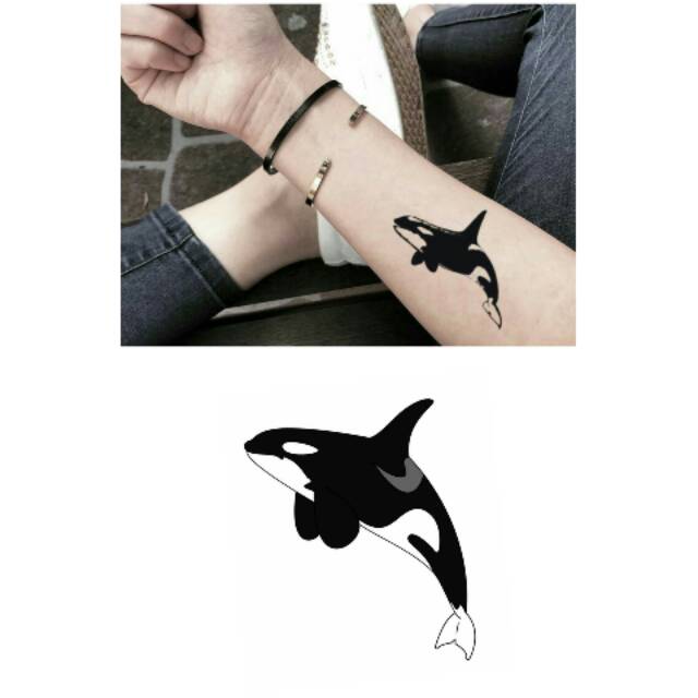 Tato Temporer Ikan Paus Tato Whale Stiker Tato Minimalis - FISH