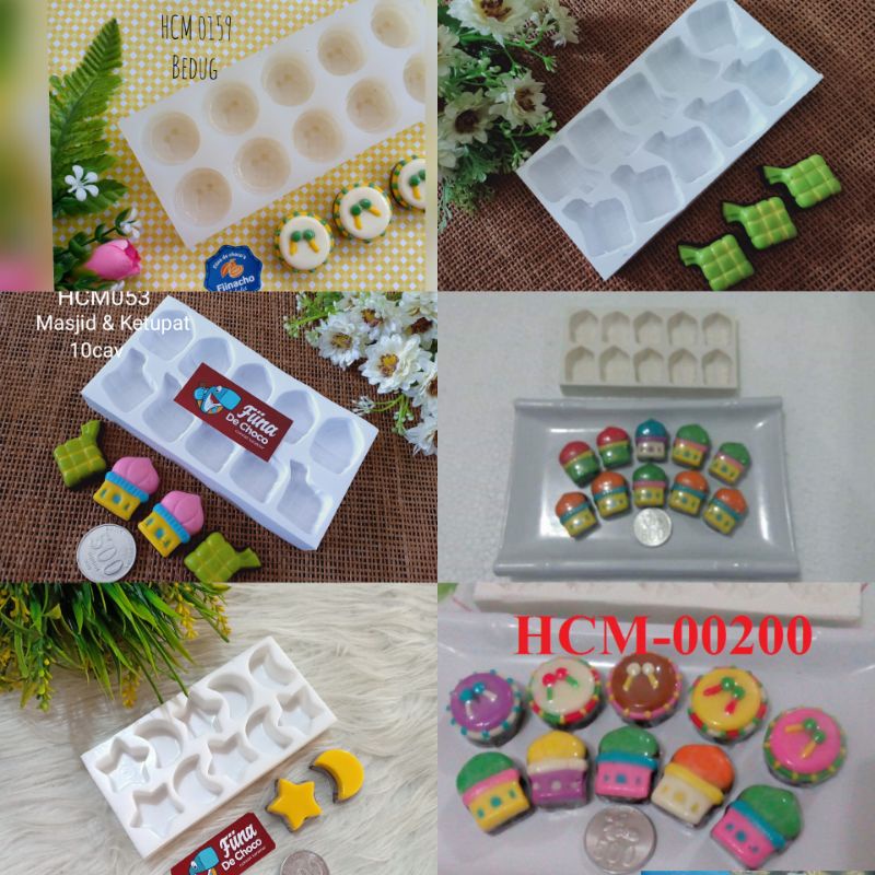Cetakan Masjid Bedug Ketupat Bulan Bintang | Cetakan Coklat Silikon Fiina de Choco