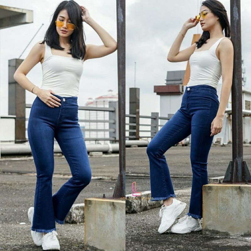 HW Cutbray Jeans - Celana Cutbray strecht Wanita - Celana Cutbray Panjang - Cutbray jeans rawis kekinian- Highwaist Cutbray Jumbo