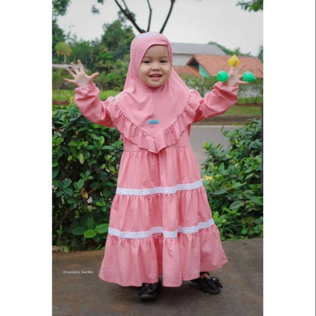 BAJU GAMIS ANAK LUCU MOTIF POLKADOT