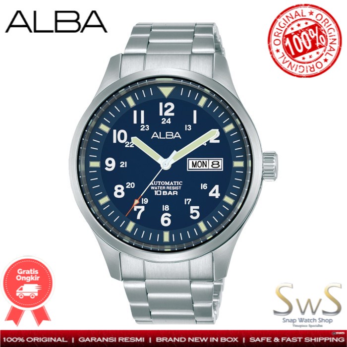 Alba Automatic Stainless Blue Dial AL4211 Original Jam Tangan Pria