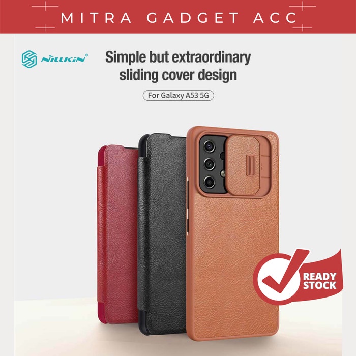 FLIP LEATHER CASE SAMSUNG A53 / A73 ORIGINAL NILLKIN QIN PRO - A53, Hitam