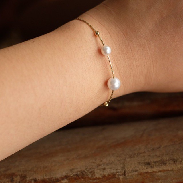 Ark.co - Chiara Pearl Bracelet gelang serut adjustable mutiara