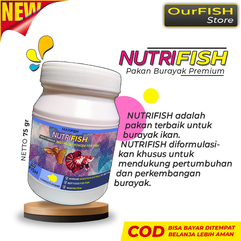 Pakan Burayak Cupang NUTRIFISH Pakan Pelet Burayak Cupang Galaxy Louhan Koi Molly Guppy Tetra Neon