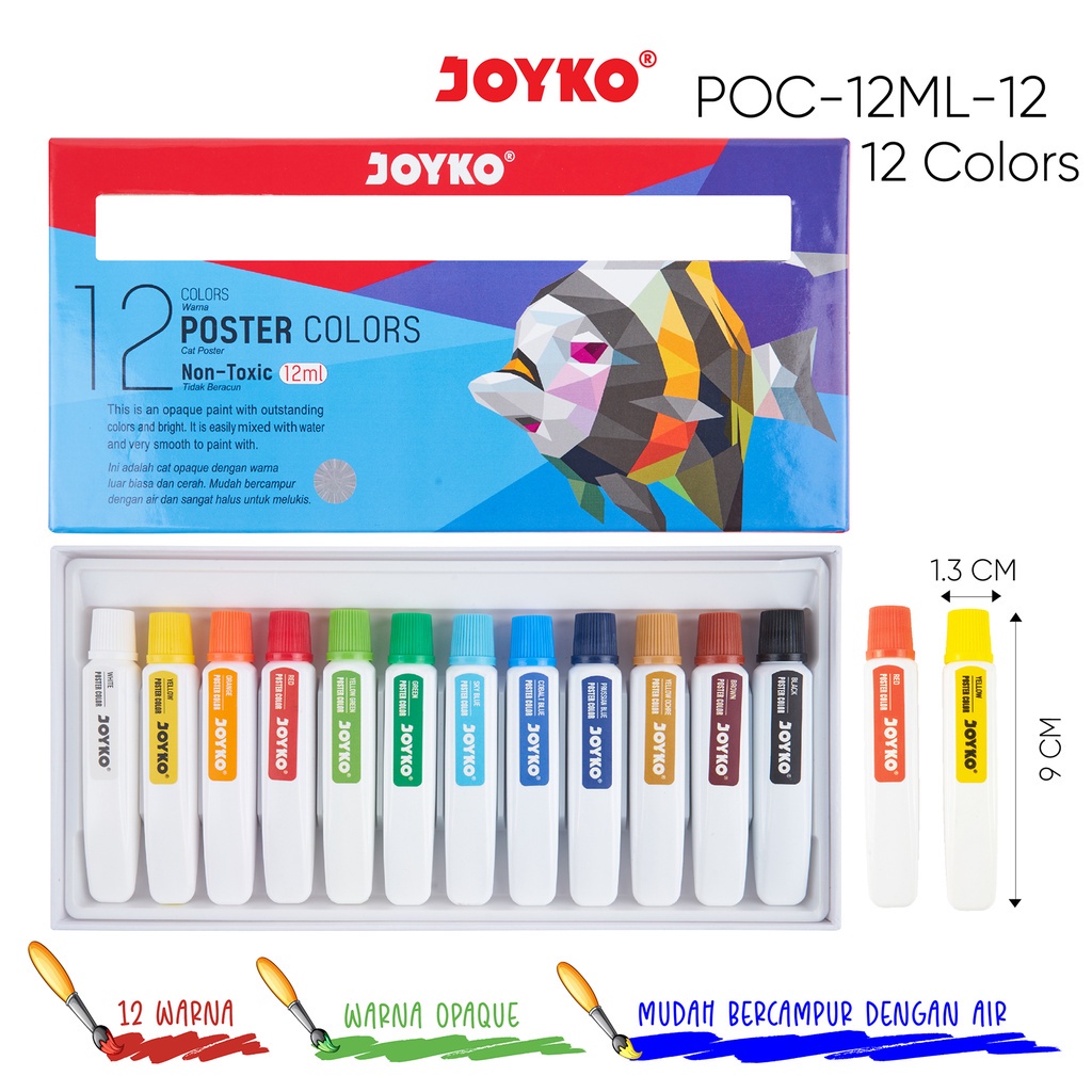 

Joyko Cat Poster Poster Color Joyko POC-12ML TITI 12 Poster Colors Cat Poster 12 Warna PC-12ML-12