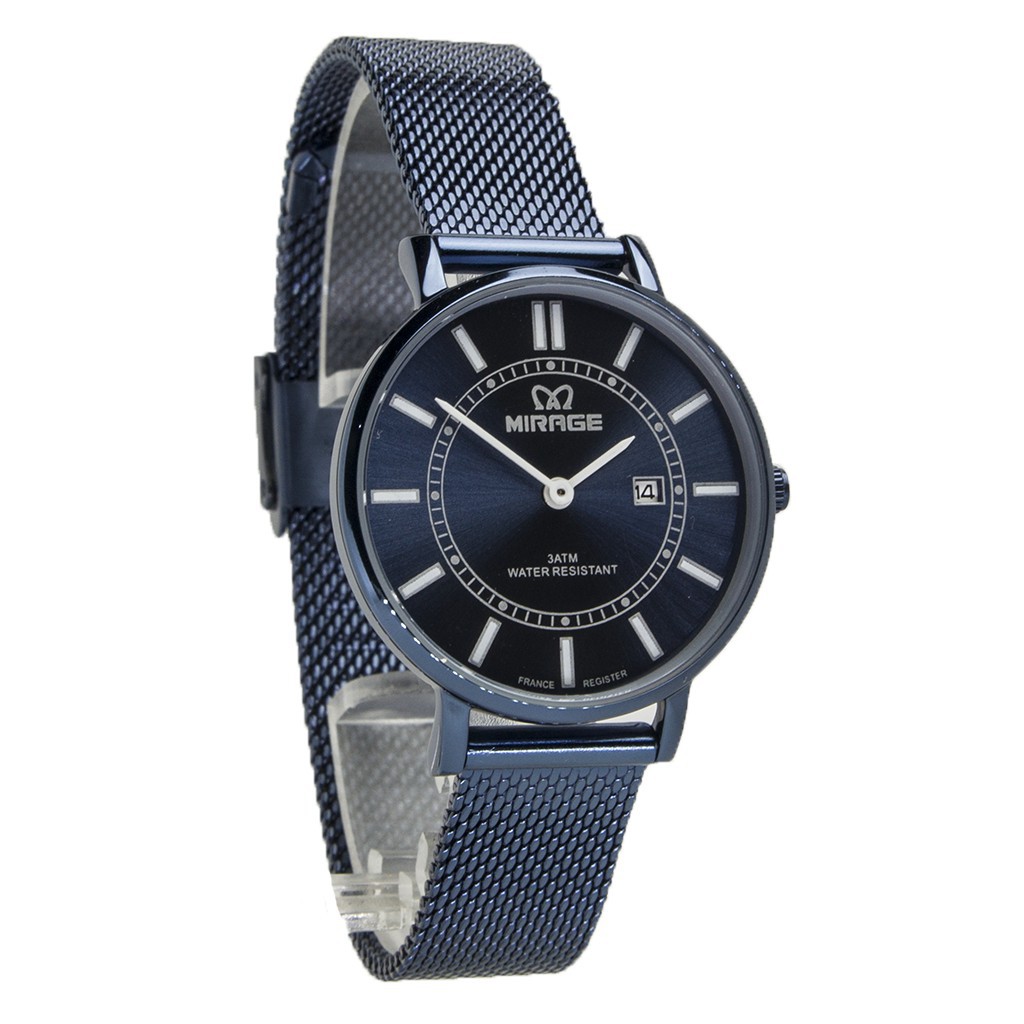 Jam Tangan Wanita Mirage Original 8623 Biru Stainless Steel Bergaransi Water Resistant