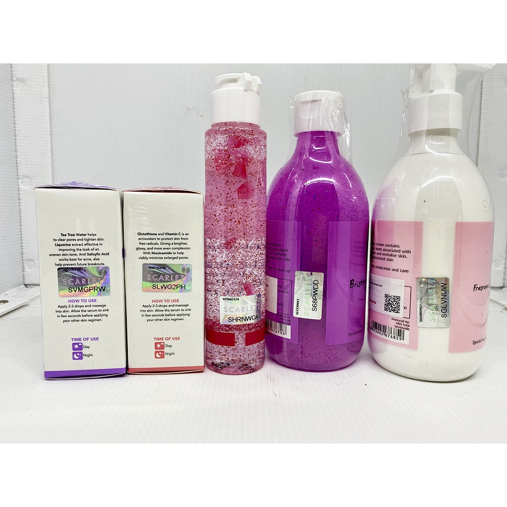 PAKET LENGKAP 5 in 1 Scarlett Romansa Whitening Body Lotion Original 300ml + Scarlett Pemogrante Whi