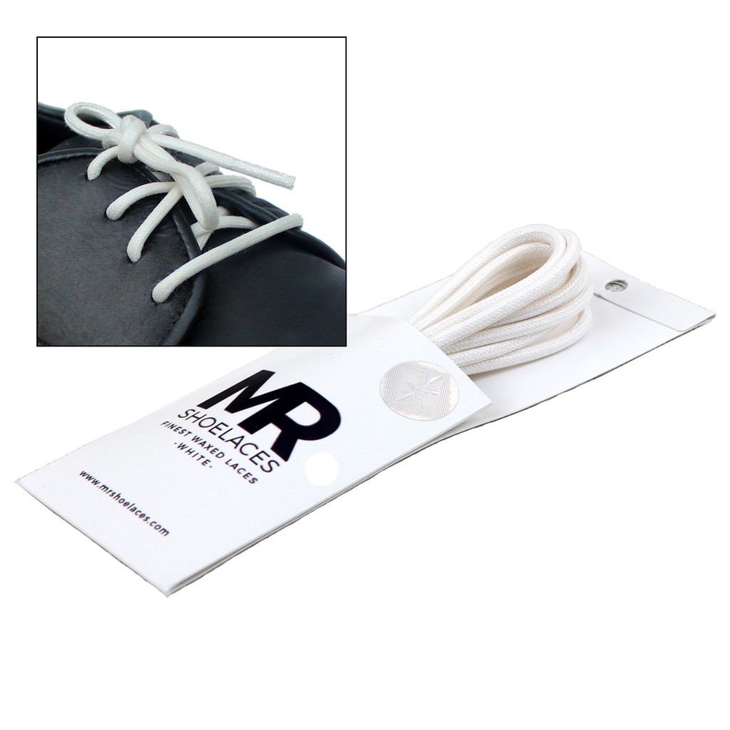 MR Shoelaces RD19 White (Putih) Tali Sepatu Lilin 2-3mm Bulat Round 50cm 60cm 70cm 80cm 90cm 100cm 120cm 150cm (Waxed Laces) - Premium Shoelace