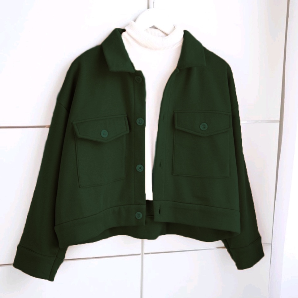 Outer Wanita Cardigan-Army (kerah)