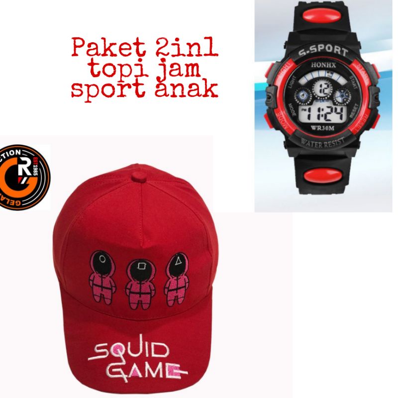 COD topi anak terbaru karakter squid game BORDIR bonus jam tangan sport keren