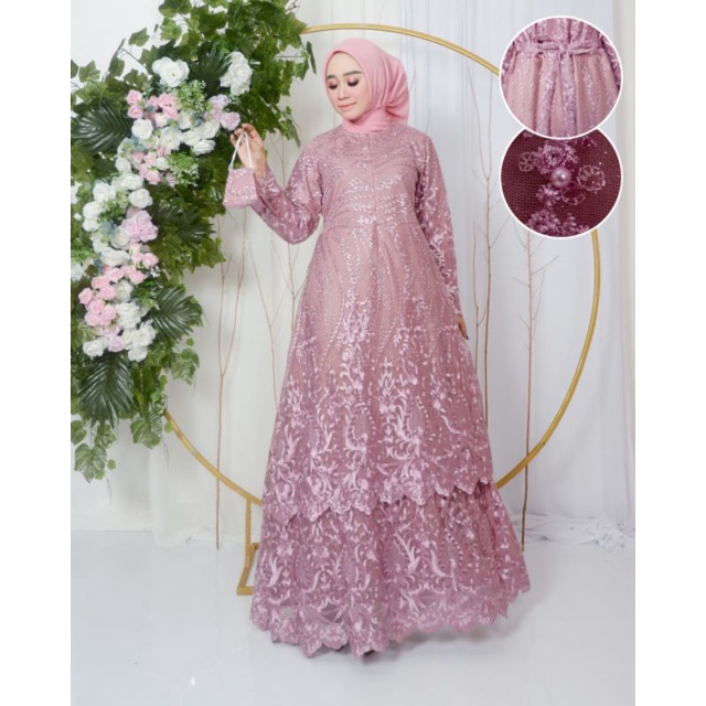 GAMIS TINGKAT KALISTA // BAHAN TILLE BORDIR PREMIUM // KODE DJ