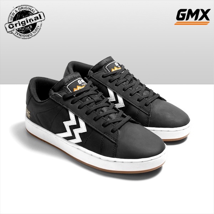 Sepatu Geoff Max Hf Court 2.0 Black White Size Ready 36-45 Sneaker Pria Model Low Bahan Canvas Asli 