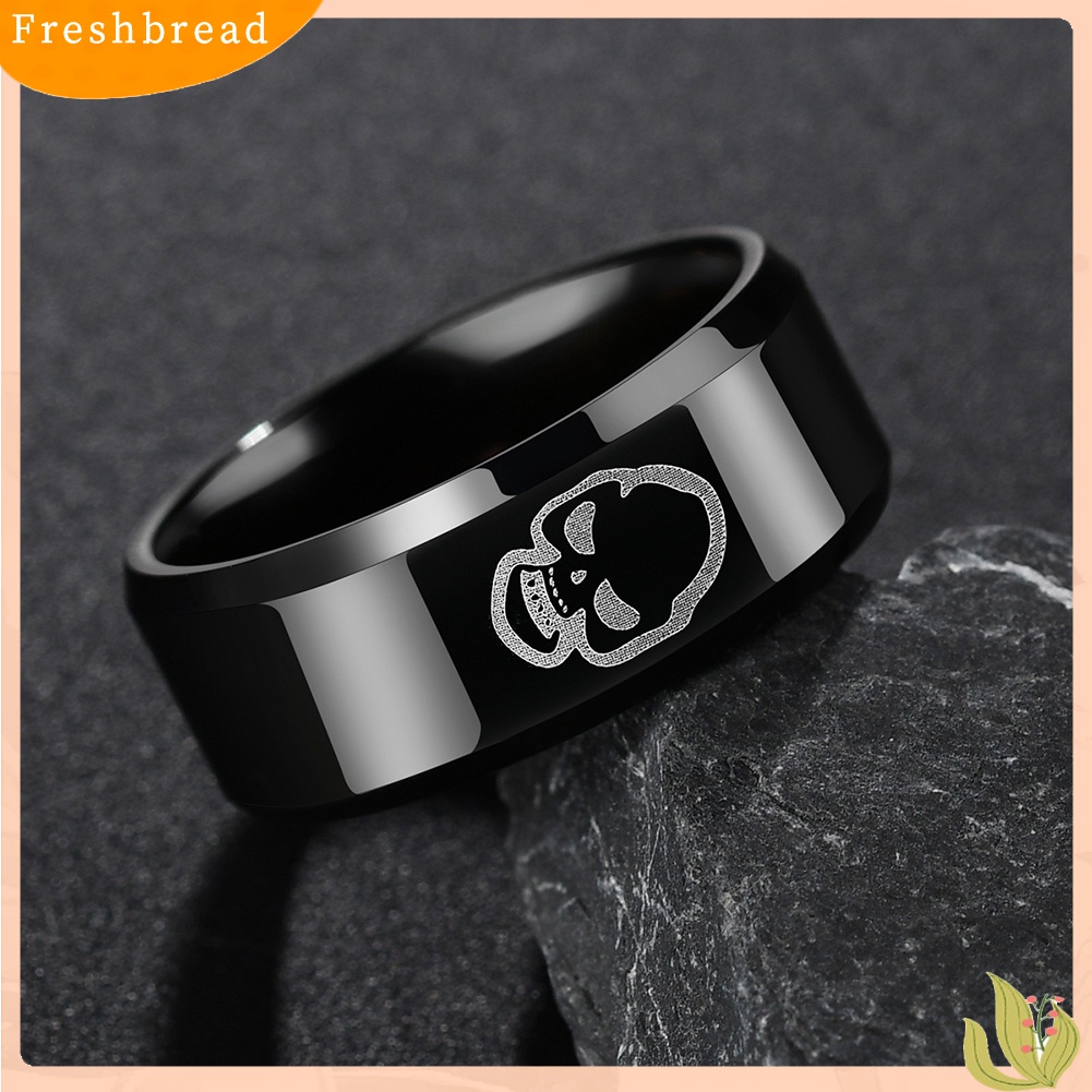 [TERLARIS]Fashion Stainless Steel Finger Ring Men Skull Print Party Club Band Jewelry Gift