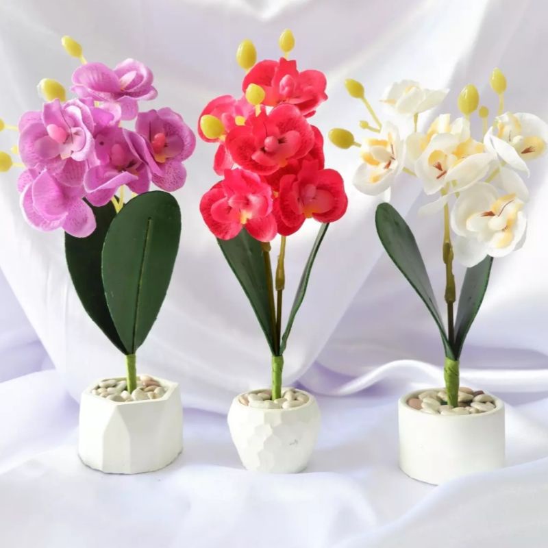 [ PROMO TERMURAH ] Bunga Anggrek Artificial Mini - Dekorasi Ruang Tamu - Bunga Plastik Import Grosir Murah