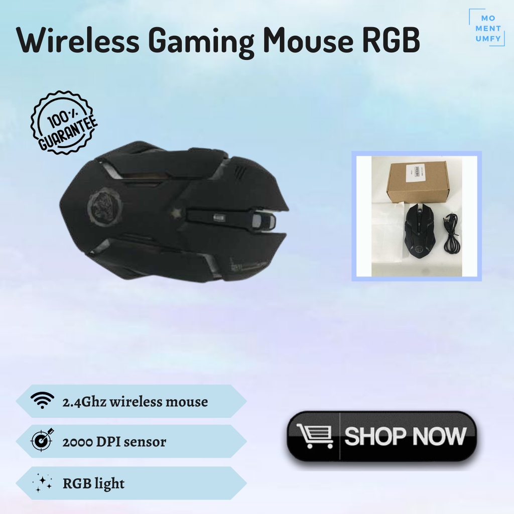 Wireless Gamer Game Gaming Mouse Wireless Game Gaming Gamer Tanpa Kabel USB Hitam Cowo Bagus Keren Shopee Indonesia