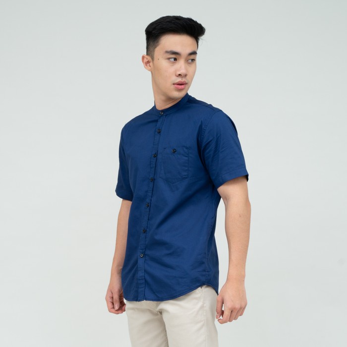 Houseofcuff Baju Koko Kemeja Lengan Pendek Pria Biru