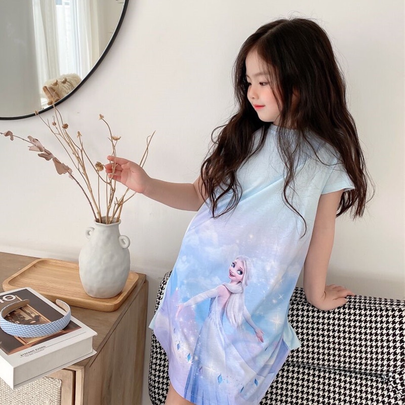 babyfit baju elsa dress BLUE frozen gaun mini anak perempuan import ds-804
